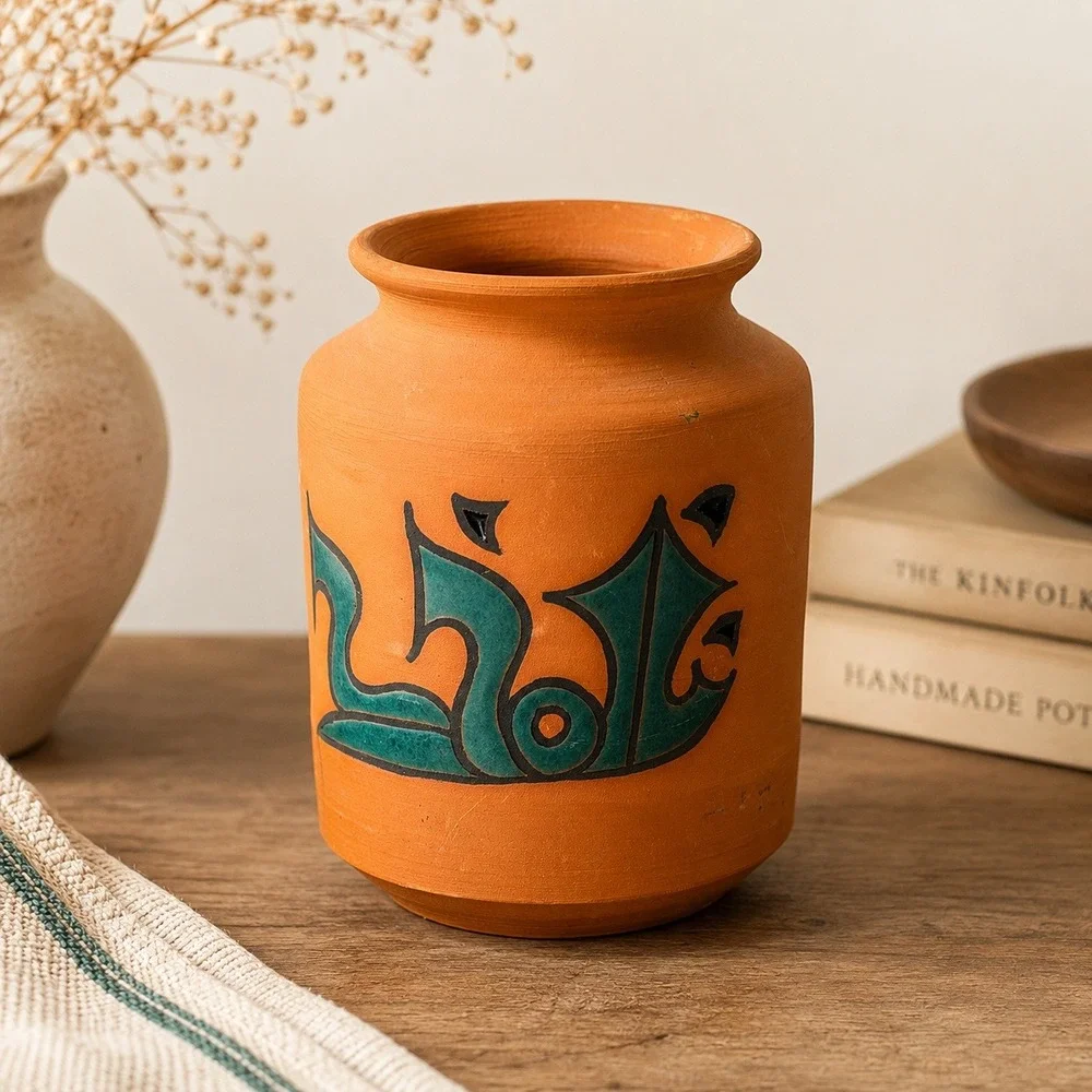 Vintage Wallada Cordoba Spain Cuerda Seca Terracotta Art Pottery Vase 6